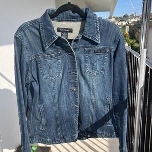 CALVIN KLEIN JEANS Cropped Stretch Denim Jacket - Size L